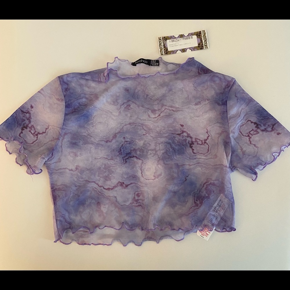 Shear Purple Printed Crop Top